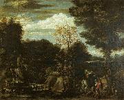 Gian  Battista Viola Landscape with a Devotional Image oil on canvas